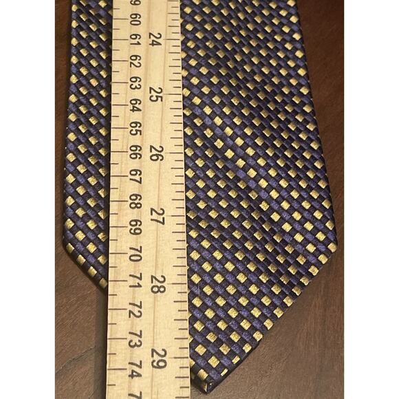 Altea Lord & Taylor Gold Blue Black 100% Silk Men’s Neck Tie Made in Italy - Picture 5 of 9